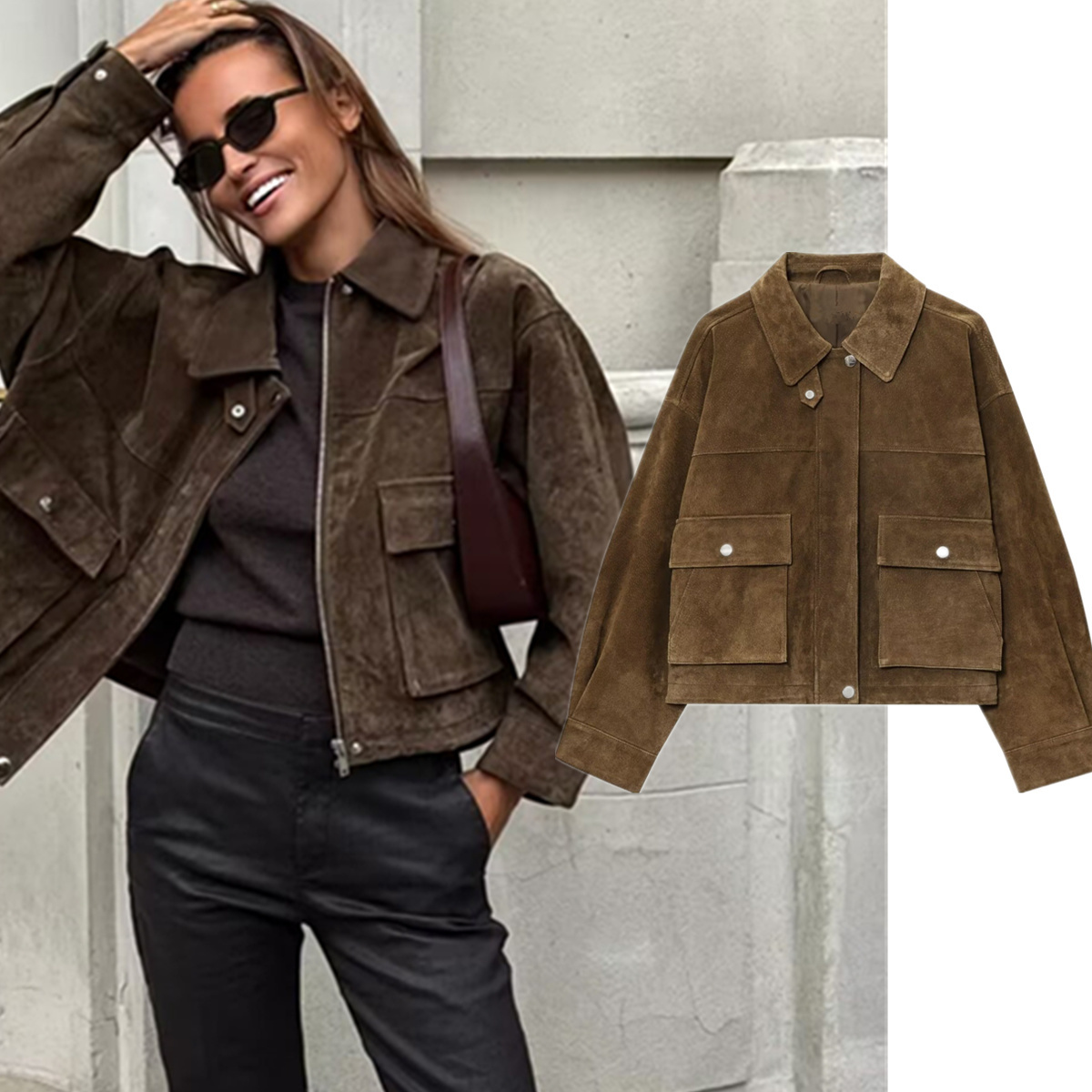 Women'S Fashion Bomber Jacket - Maxdutti Winter Coat Minimalist Retro Loose