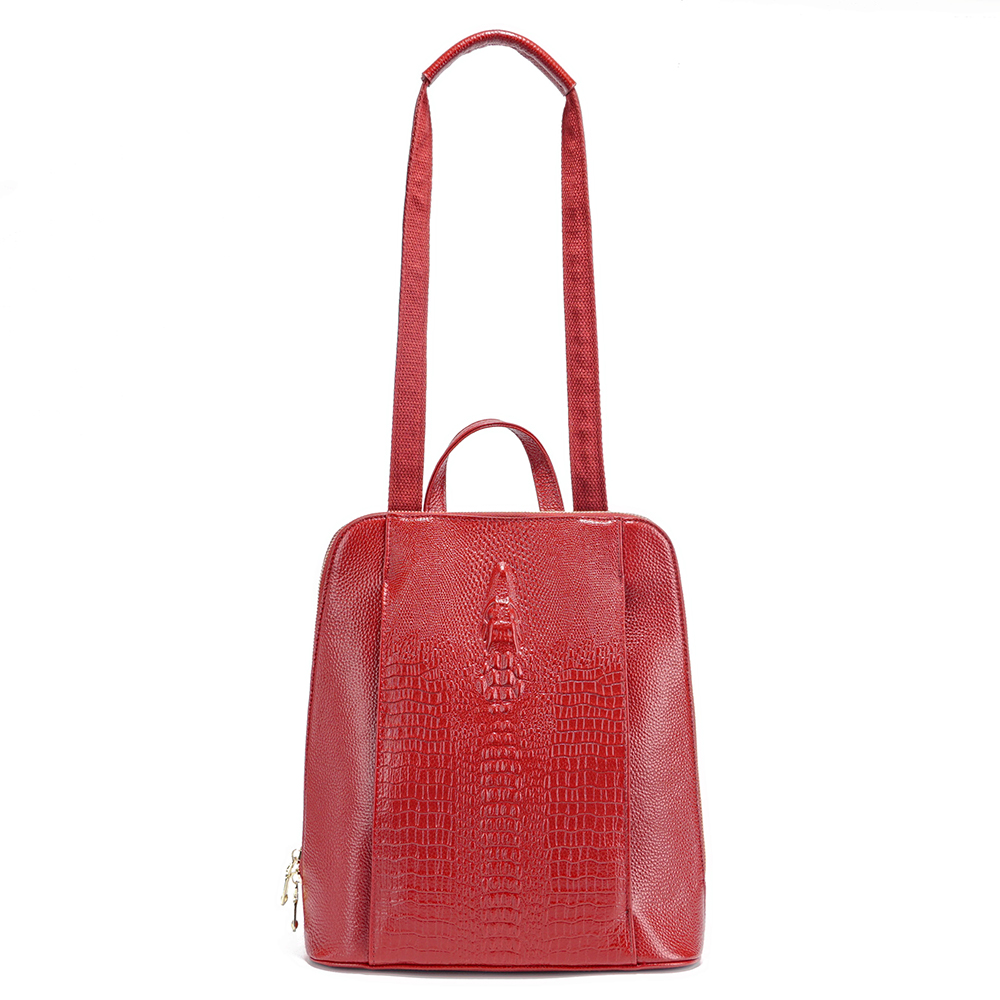 Women'S Fashion Magazine - Zency 100% Genuine Leather Dark Red