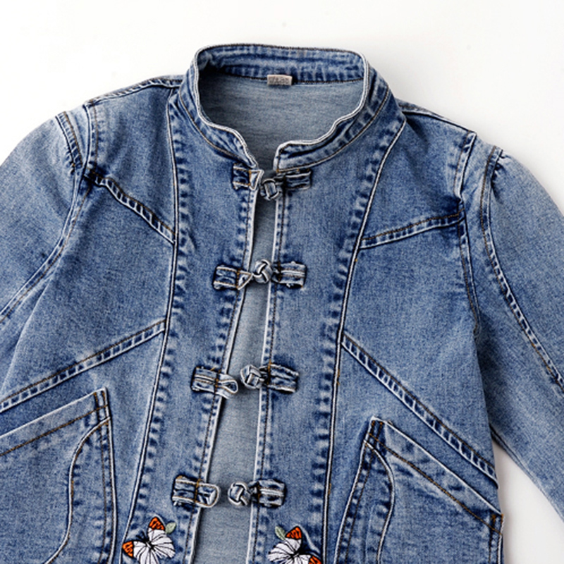 Women'S Fashion Bomber Jacket - Spring 2026 New Embroidered Stretch Denim