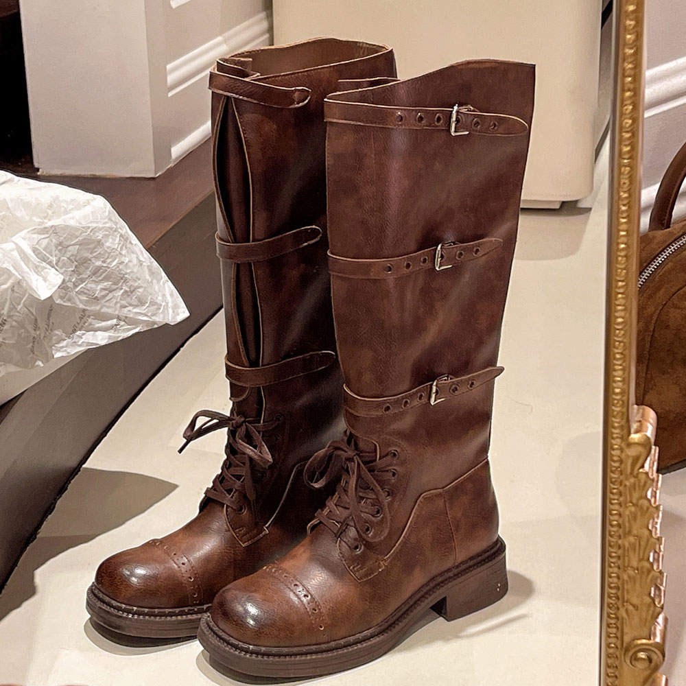 Women'S Fashion Riding Boots - Women's Knee High Boots Vintage Belt