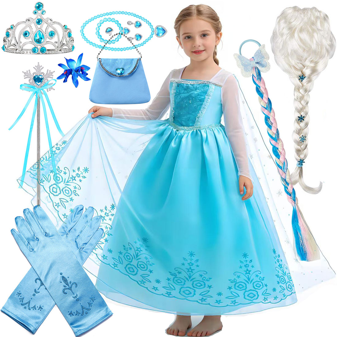 Ruched Dress Mini - 2026 Elsa Blue Long-sleeved Cute Carnival
