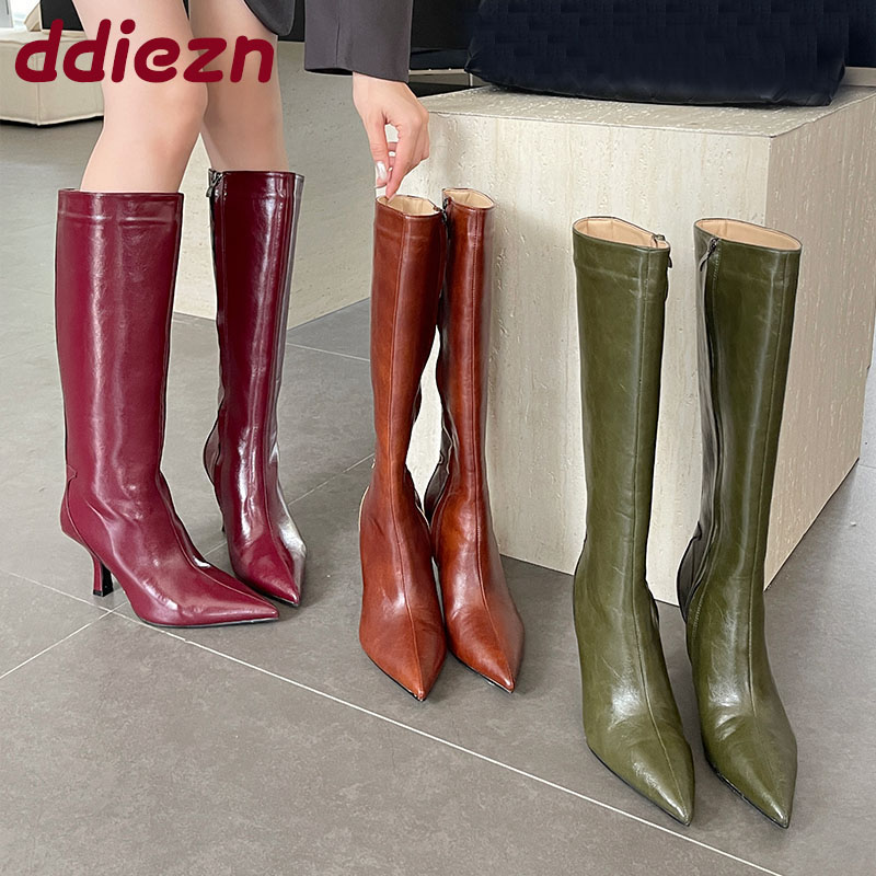 Winter Fashion Women Boots - Fashion Pointed Toe Ladies Knee High
