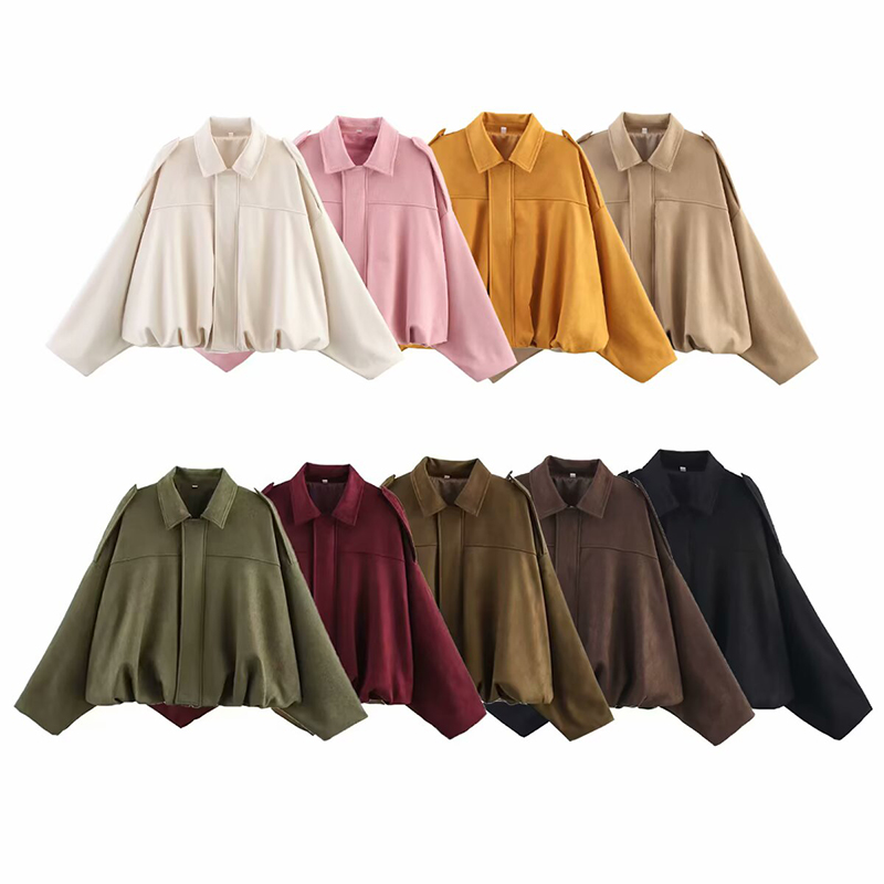 Women'S Fashion Bomber Jacket - YENKYE New 2025 Women Suede Textured
