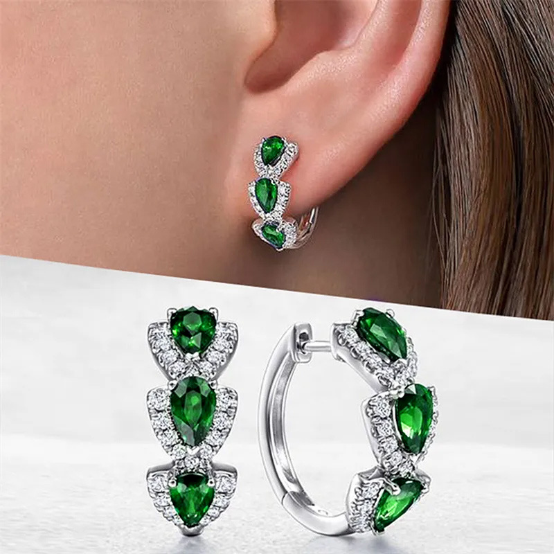 Women'S Fashion Magazine - New Klein Blue Zircon Hoop Earrings,