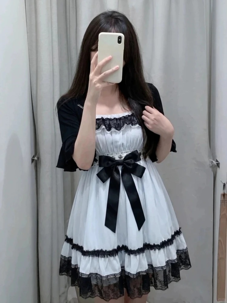 Ruched Dress Mini - Gothic Punk Fashion Cute 2 Piece