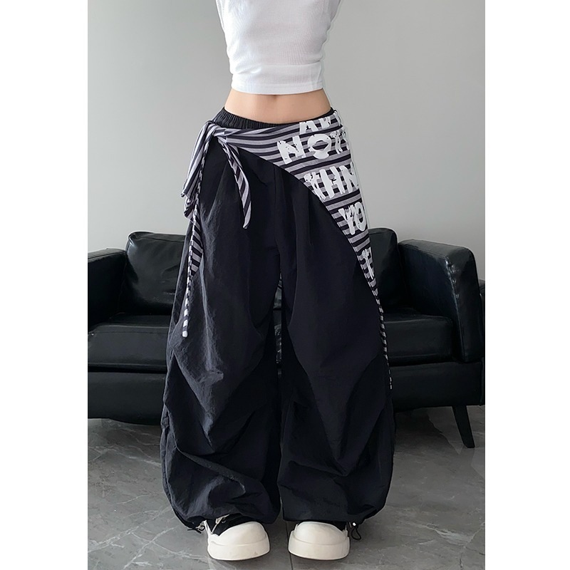 Women'S Fashion Utility Pants - Women's Y2K Parachute Pants Layered Design
