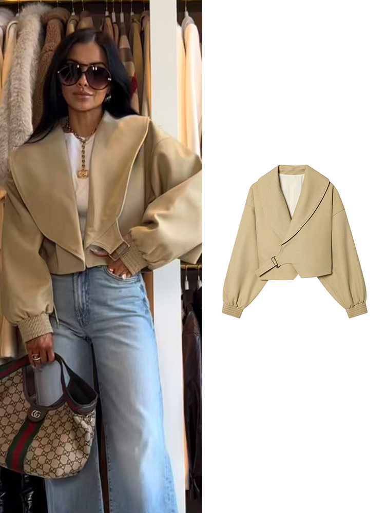 Women'S Fashion Bomber Jacket - TFMLN Elegant Lapel Bomber Jacket For