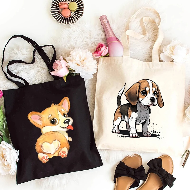 Women Fashion Pose - Various Poses of Puppies Tote Bag