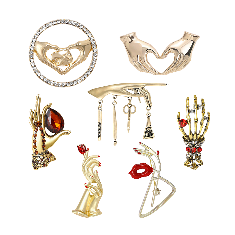 Women Fashion Pose - Hand Pose Heart Brooches For Women