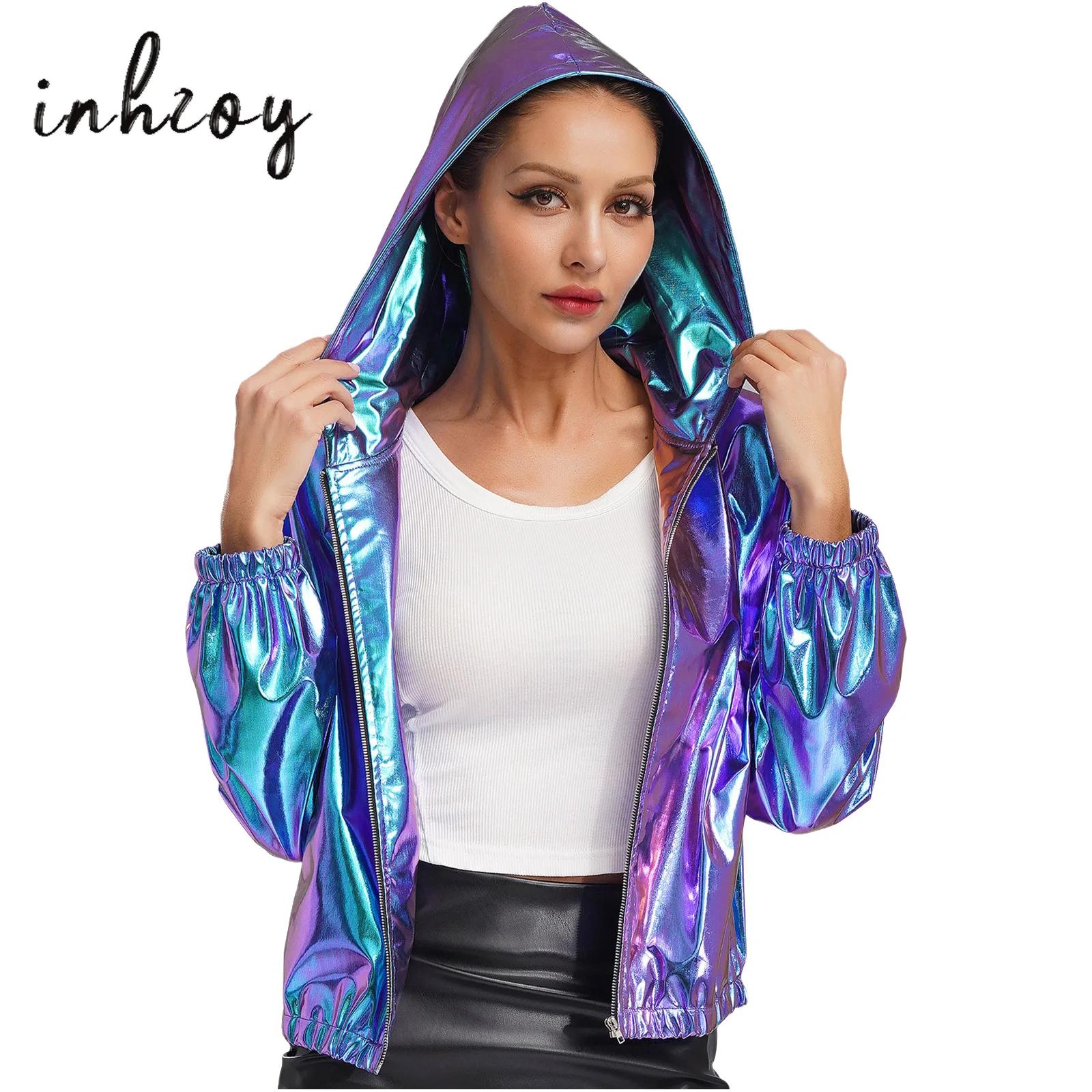 Women'S Fashion Bomber Jacket - Women Holographic Bomber Jacket Long Sleeve