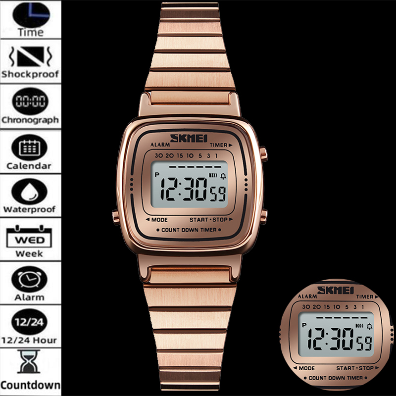Women'S Fashion Digital Watch - Skmei Womens Digital Watches Luxury Stainless