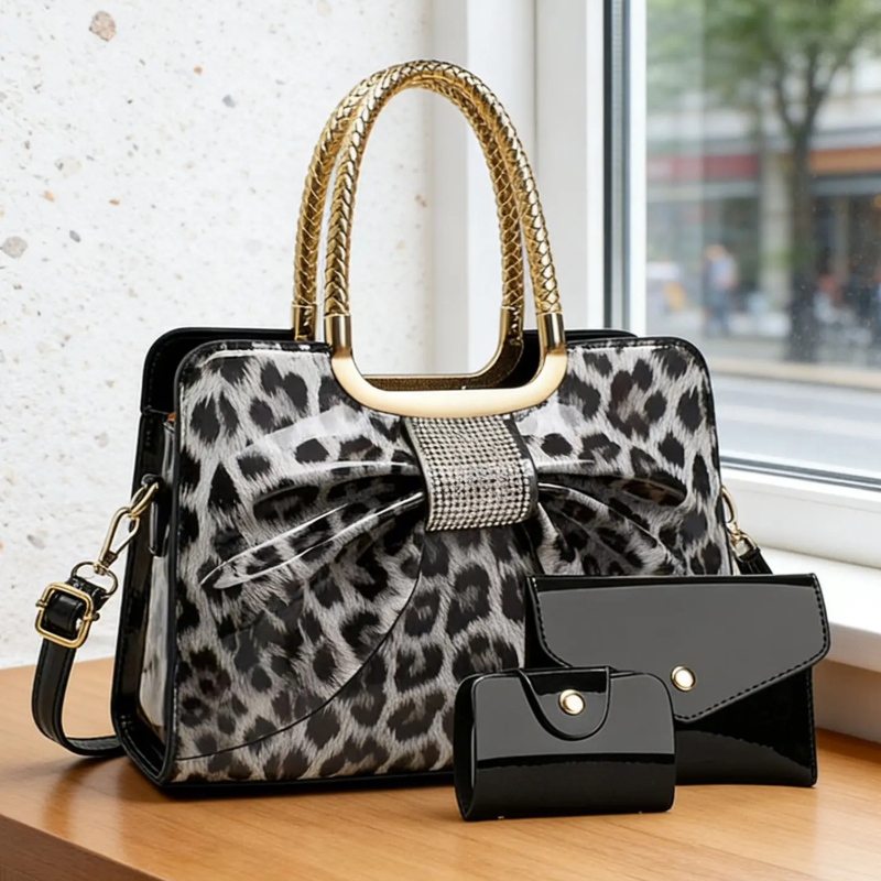 Crossbody Bag Women - Butterfly Knot Leopard Print Women's Bag,