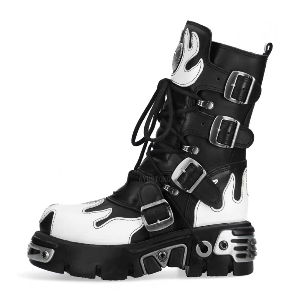 Fashion New Men's Flame Metal  - Women'S Fashion Riding Boots ulasan dan harga