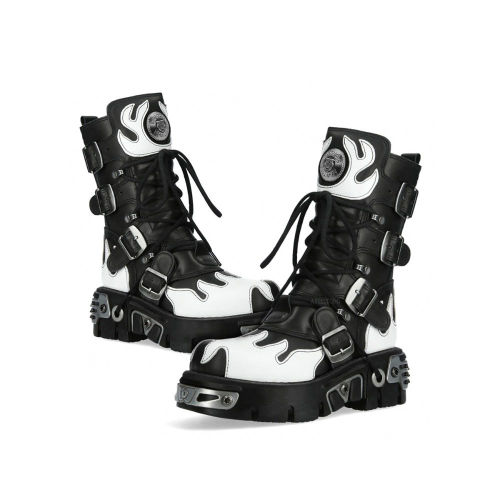 Fashion New Men's Flame Metal  - Women'S Fashion Riding Boots ulasan dan harga