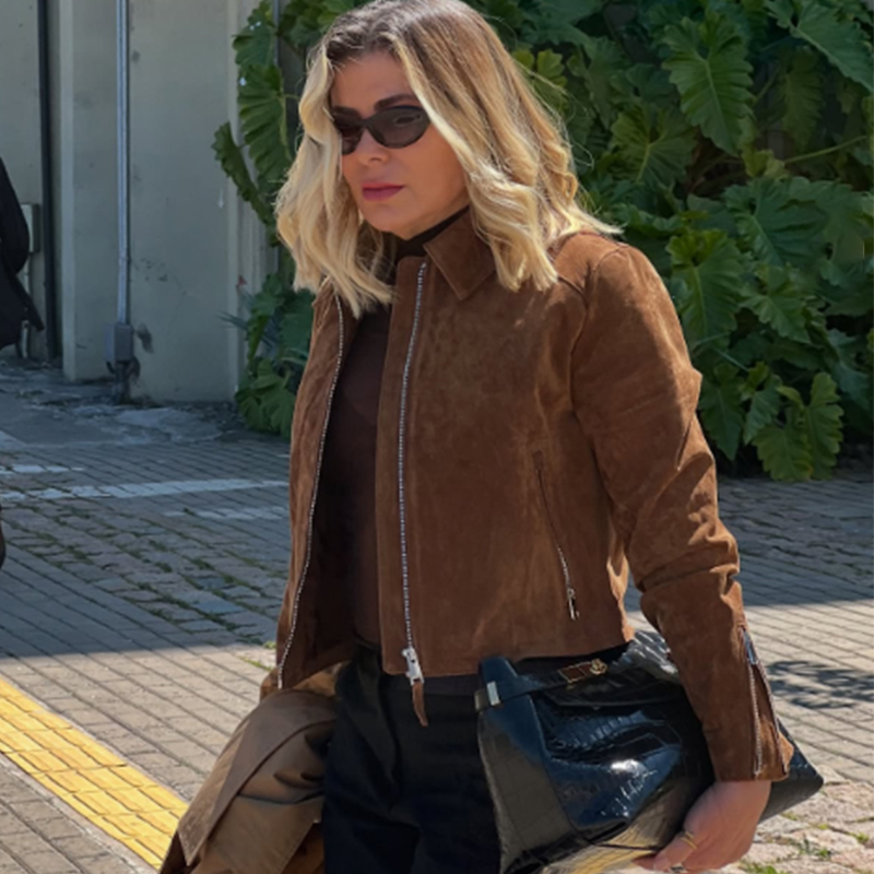 HXAO Cropped Coat Suede Jacket - Women'S Fashion Bomber Jacket ulasan dan harga