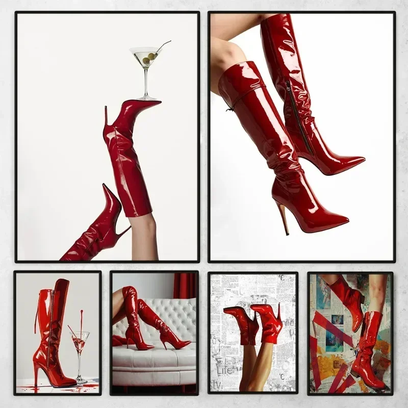 Red Boots Sexy Woman Poster Re - Women'S Fashion Magazine ulasan dan harga