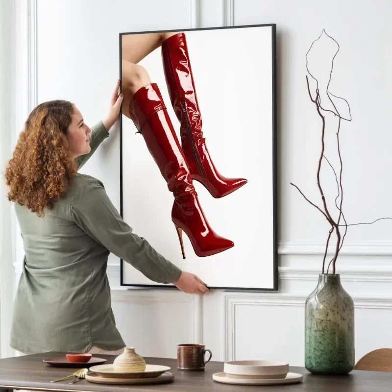 Red Boots Sexy Woman Poster Re - Women'S Fashion Magazine ulasan dan harga