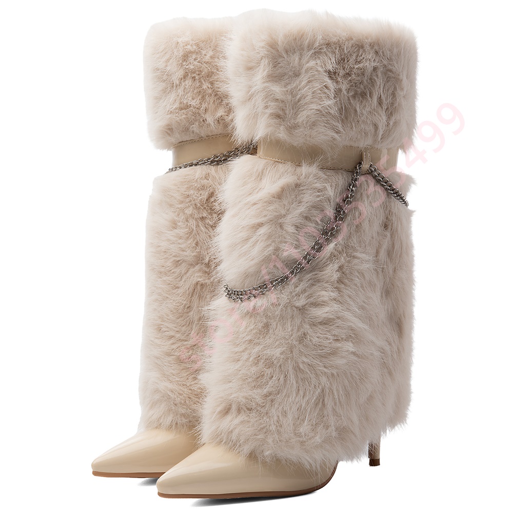 2026 Fluffy Fur Mid Calf Boots - Winter Fashion Women Boots ulasan dan harga