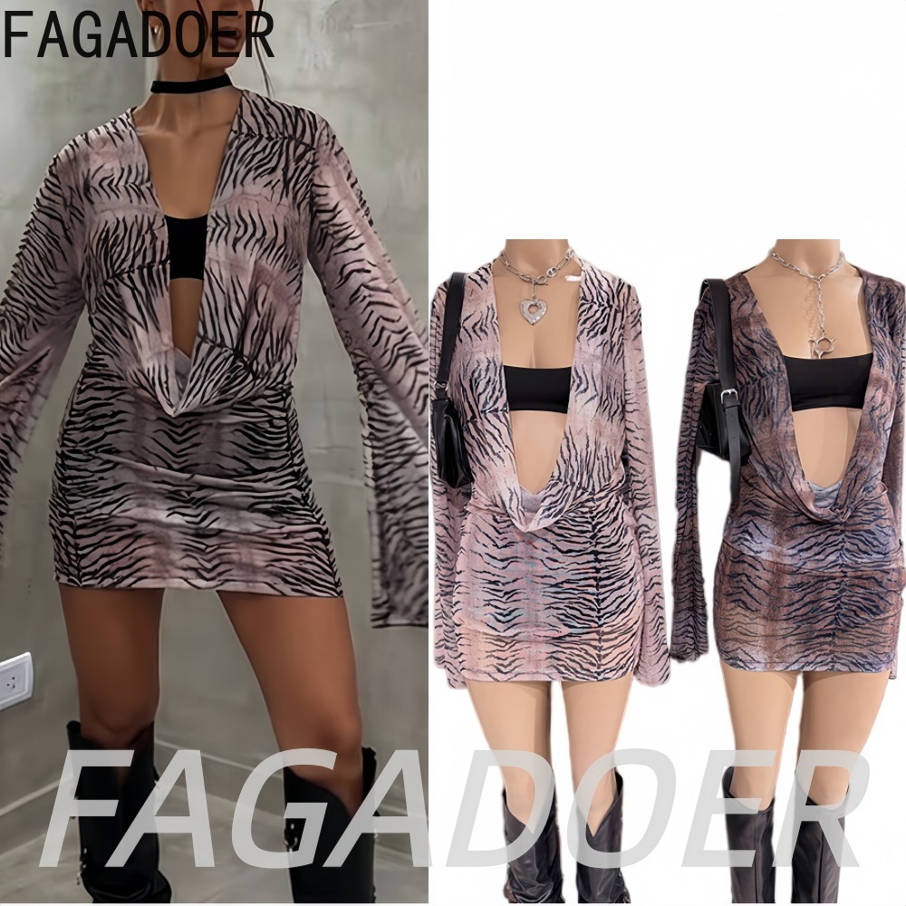 FAGADOER Y2K Retro Tiger Strip - Ruched Dress Mini ulasan dan harga