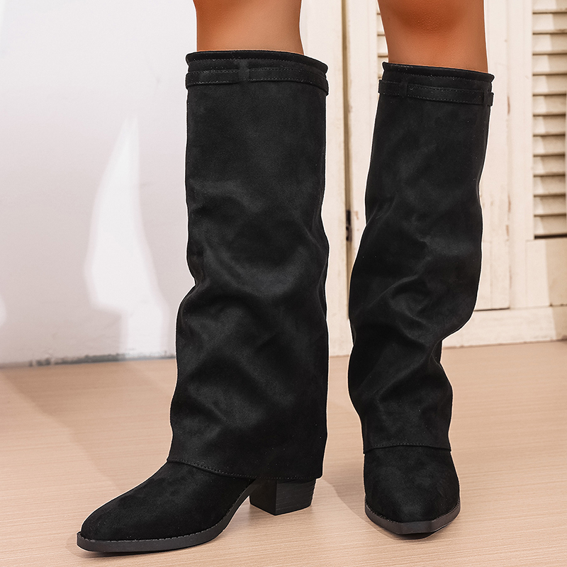 Fashion Slip On High Heeled Kn - Winter Fashion Women Boots ulasan dan harga