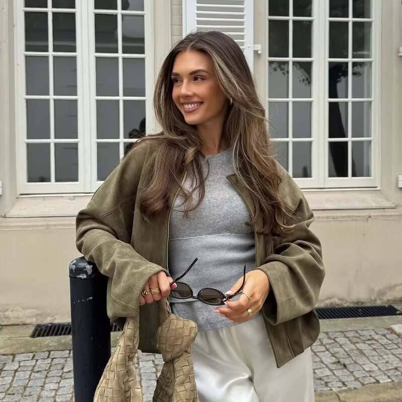 YENKYE New 2025 Women Suede Te - Women'S Fashion Bomber Jacket ulasan dan harga