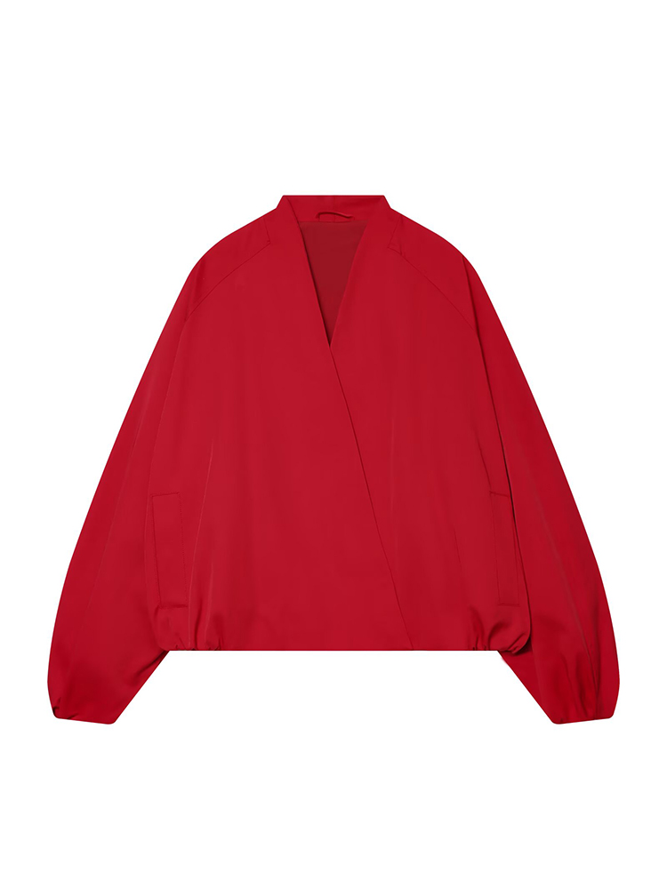 TFMLN Fashion Red Short Bomber - Women'S Fashion Bomber Jacket ulasan dan harga