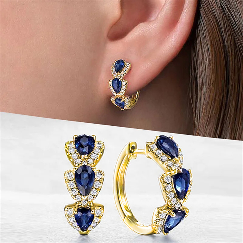New Klein Blue Zircon Hoop Ear - Women'S Fashion Magazine ulasan dan harga