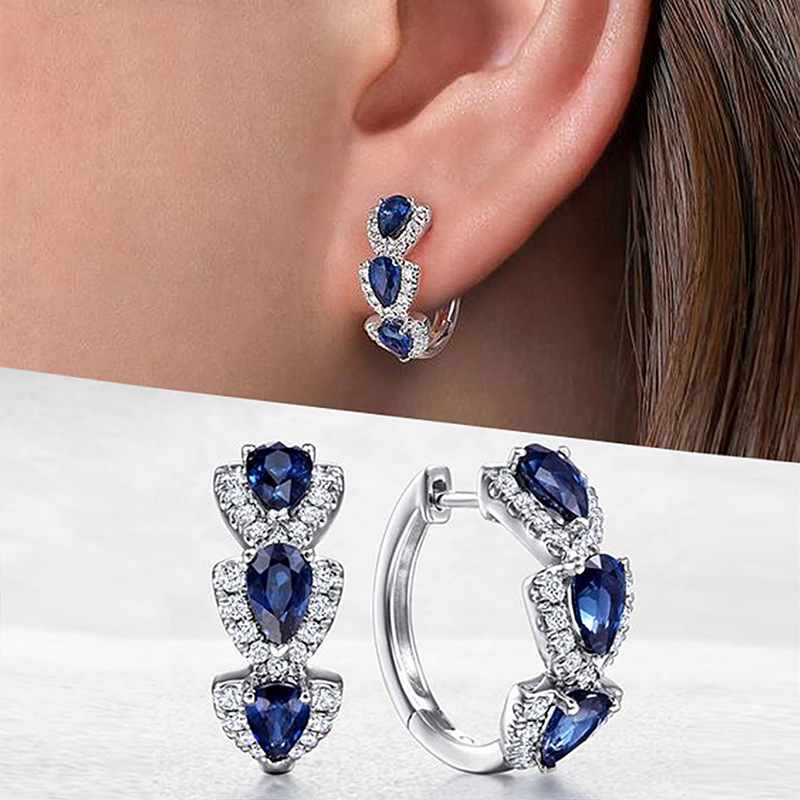 New Klein Blue Zircon Hoop Ear - Women'S Fashion Magazine ulasan dan harga