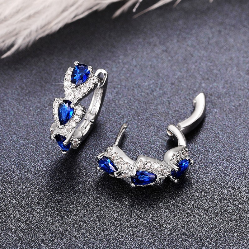 New Klein Blue Zircon Hoop Ear - Women'S Fashion Magazine ulasan dan harga