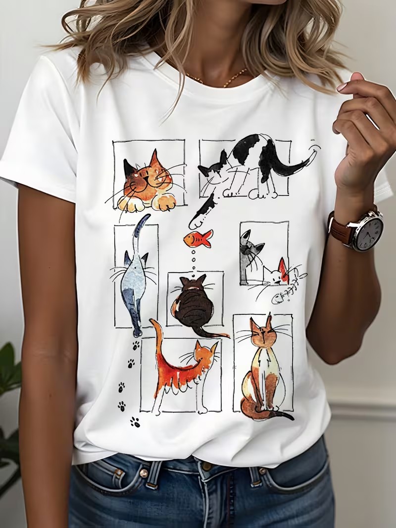 Women's 90s Casual T Shirt Gra - Women Fashion Pose ulasan dan harga