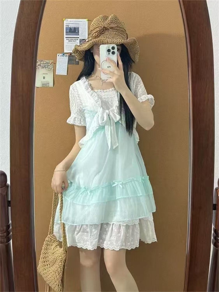 Japanese Kawaii Sweet Cute 2 P - Ruched Dress Mini ulasan dan harga