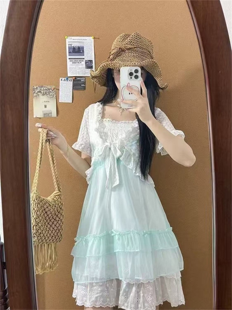 Japanese Kawaii Sweet Cute 2 P - Ruched Dress Mini ulasan dan harga