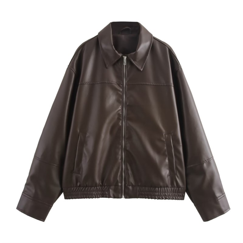 Vintage PU Leather Bomber Jack - Women'S Fashion Bomber Jacket ulasan dan harga