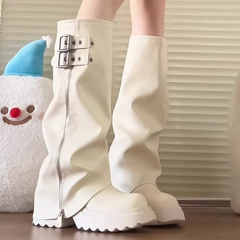Punk Style Splicing Thick Bott - Winter Fashion Women Boots ulasan dan harga