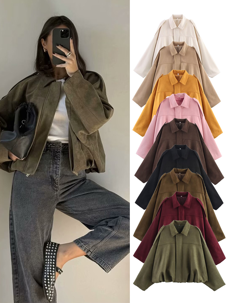 TFMLN Women Suede Bomber Jacke - Women'S Fashion Bomber Jacket ulasan dan harga