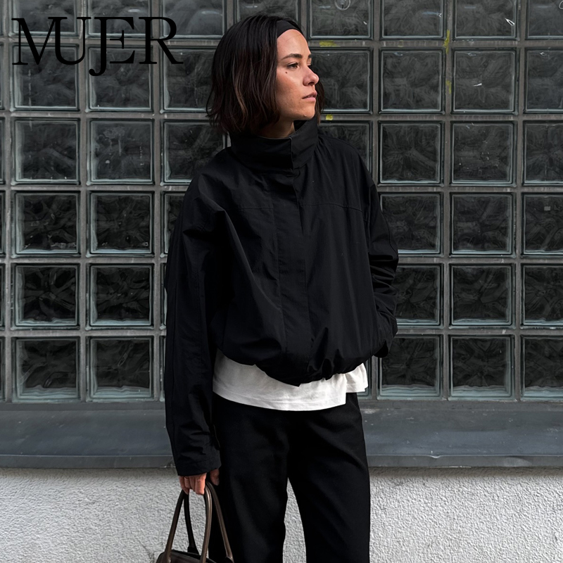 MUJER Black Windbreaker Woman  - Women'S Fashion Bomber Jacket ulasan dan harga