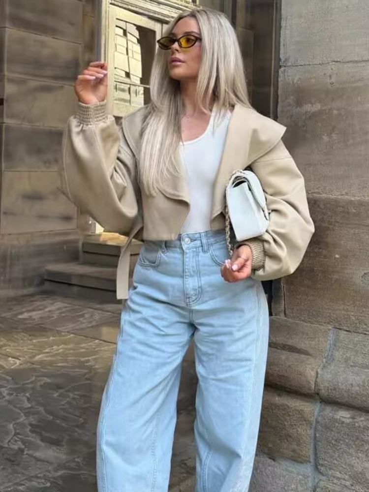 TFMLN Elegant Lapel Bomber Jac - Women'S Fashion Bomber Jacket ulasan dan harga