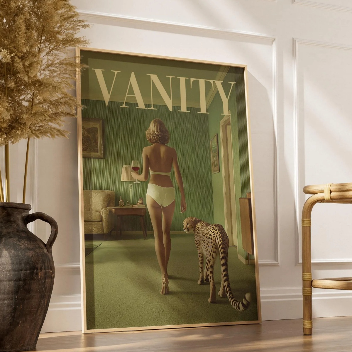 Vintage Woman with Cheetah Can - Women'S Fashion Magazine ulasan dan harga