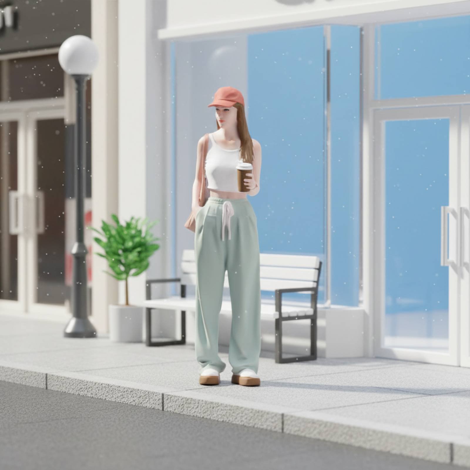 Girl Figure Holding Coffee Col - Women Fashion Pose ulasan dan harga