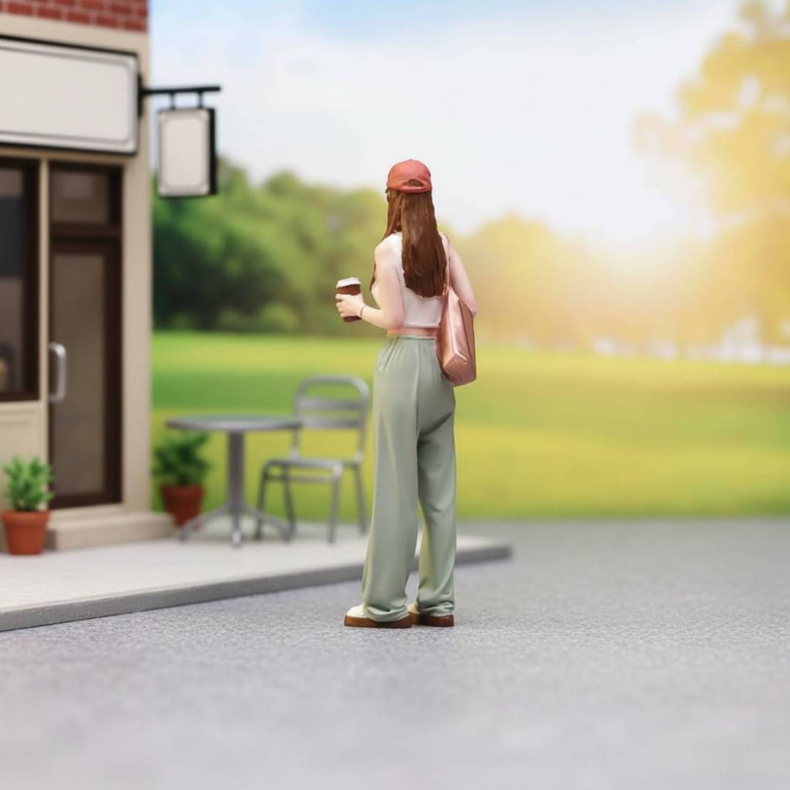Girl Figure Holding Coffee Col - Women Fashion Pose ulasan dan harga
